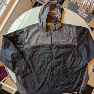 Columbia Men’s 4X Windbreaker Jacket Gray Black Hooded Lightweight Full Zip Plus
